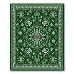 Deep Forest Green Floral Medallion Rug