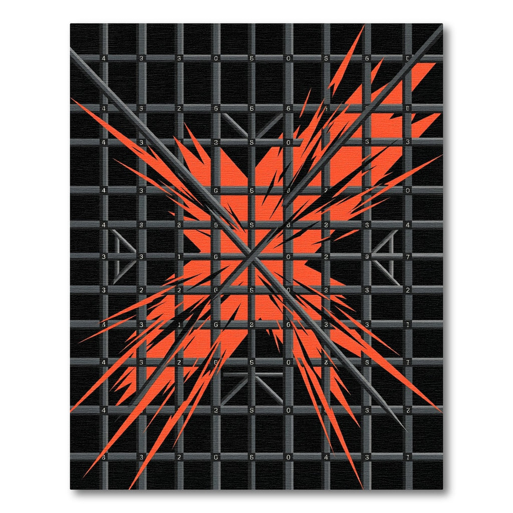 Bold Orange Abstract Grid Cross Rug