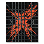 Bold Orange Abstract Grid Cross Rug