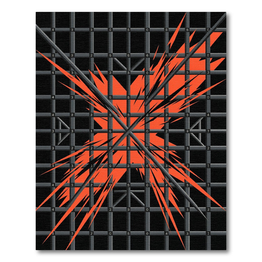 Bold Orange Abstract Grid Cross Rug