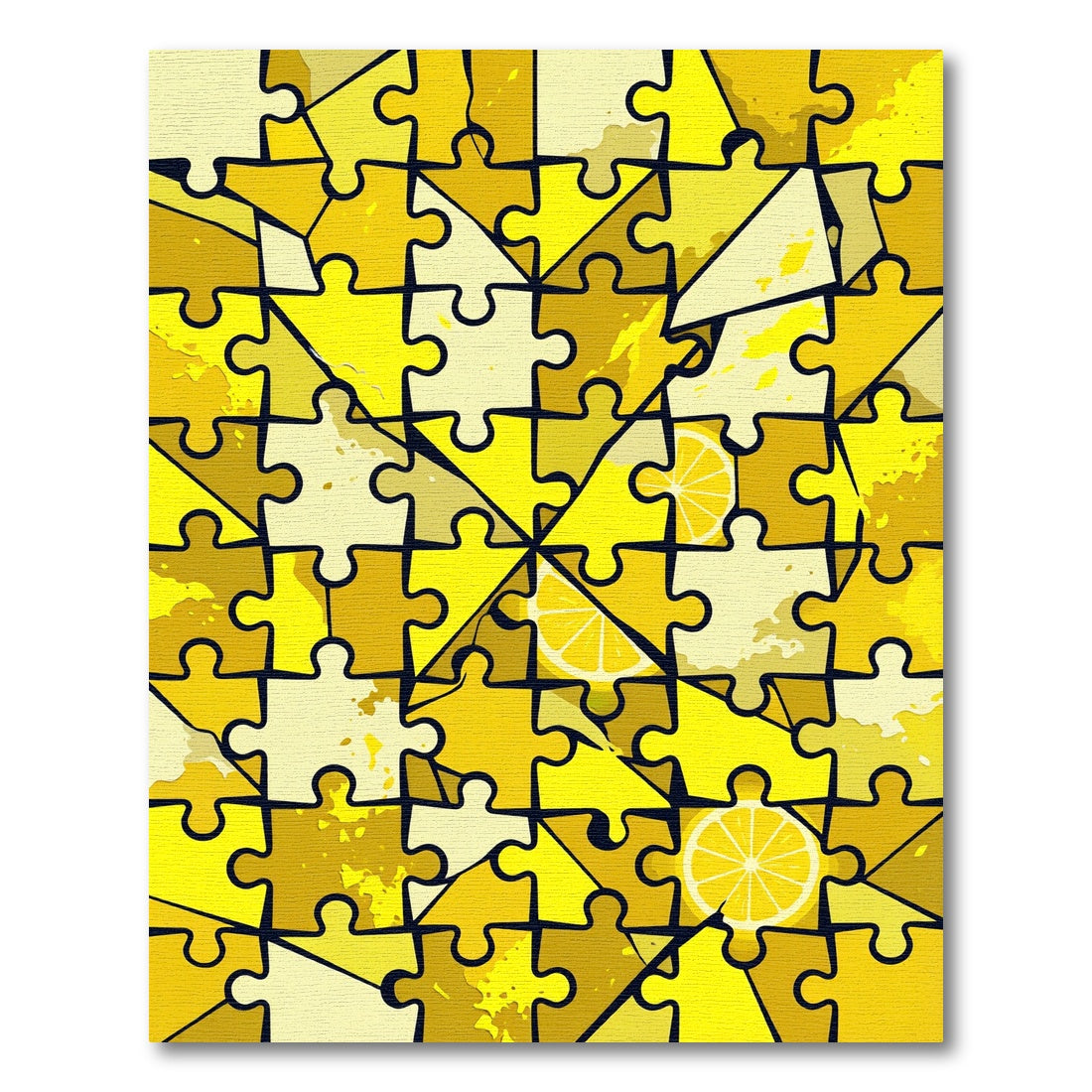 Vibrant Sunny Lemon Slice Jigsaw Mosaic Rug