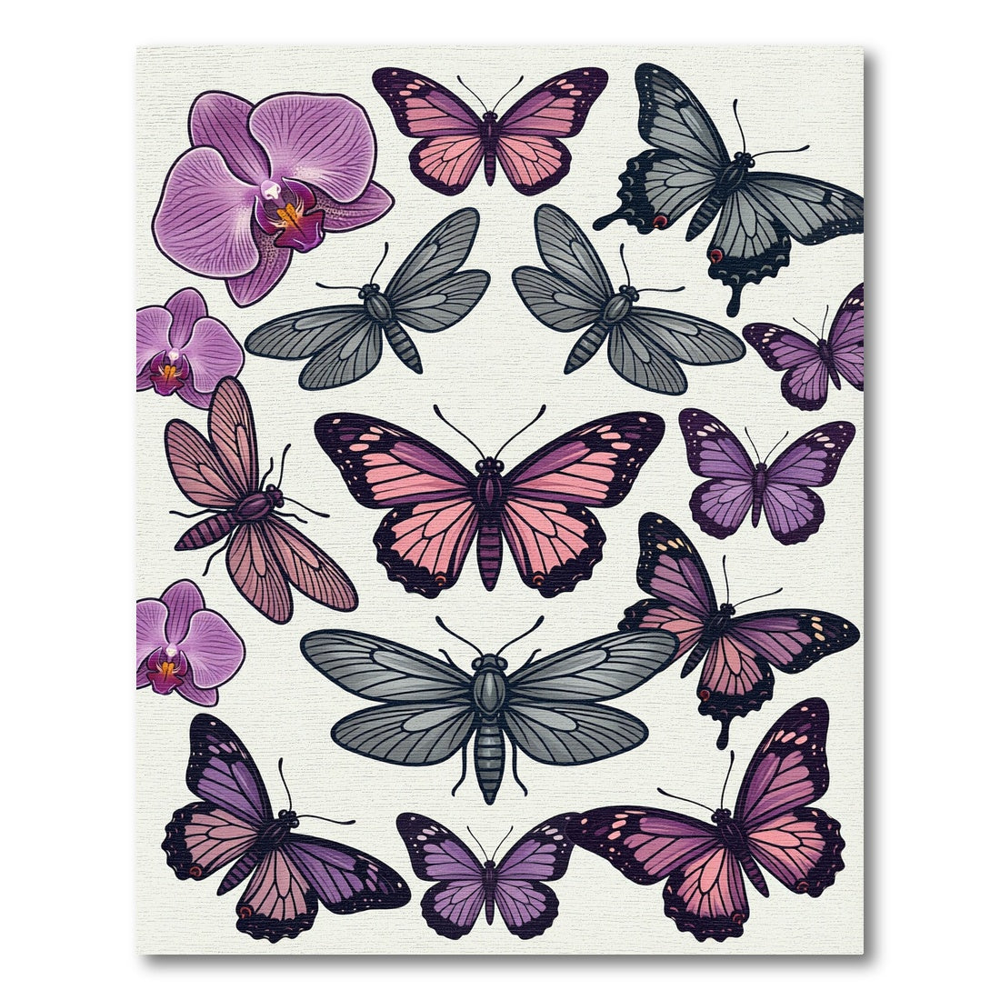 Enchanted Orchid and Lavender Butterfly Garden Rug