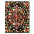 Ornate Floral Medallion Rose Garden Rug