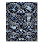 Deep Blue Layered Scale Arch Rug
