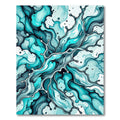 Liquid Teal Abstract Wave Art Rug