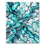 Liquid Teal Abstract Wave Art Rug