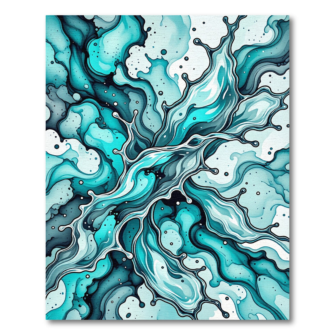 Liquid Teal Abstract Wave Art Rug