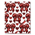 Crimson Heart Bow Ribbon Pattern Rug
