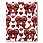 Crimson Heart Bow Ribbon Pattern Rug