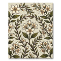 Cream White Floral Botanical Branches Rug