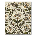 Cream White Floral Botanical Branches Rug