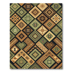 Earthy Olive Geometric Aztec Diamond Rug