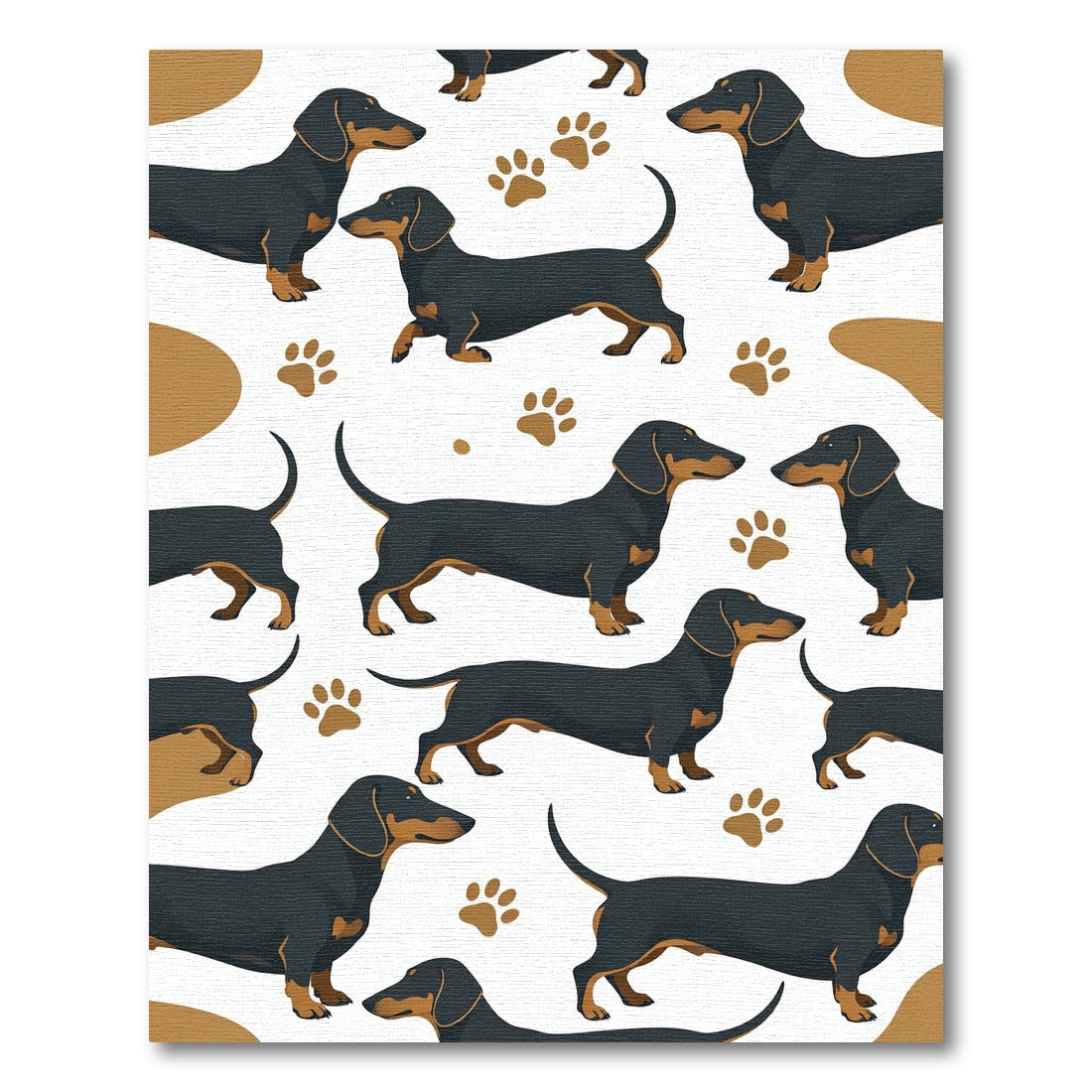 Black and Tan Dachshund Paw Illustration Rug