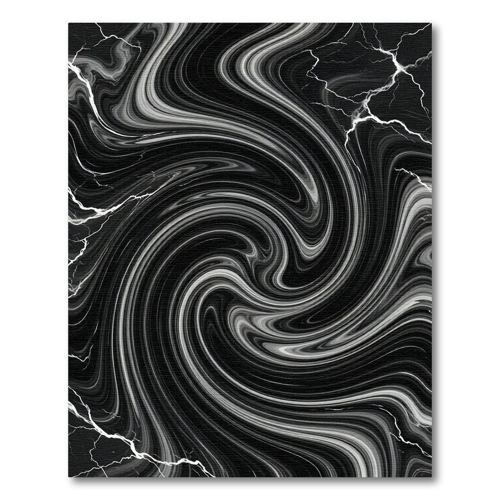 Black And White Swirling Marble Vortex Rug