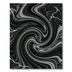 Black And White Swirling Marble Vortex Rug