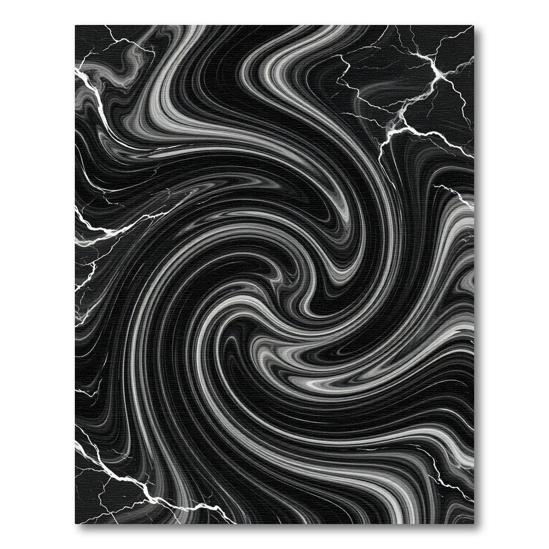 Black And White Swirling Marble Vortex Rug