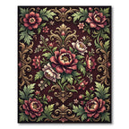 Elegant Burgundy Floral Damask Tapestry Rug