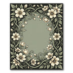Cream Blossom Vine Detailed Border Rug
