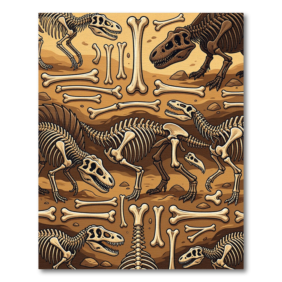 Dinosaur Skeleton Fossil Amber Earth Rug