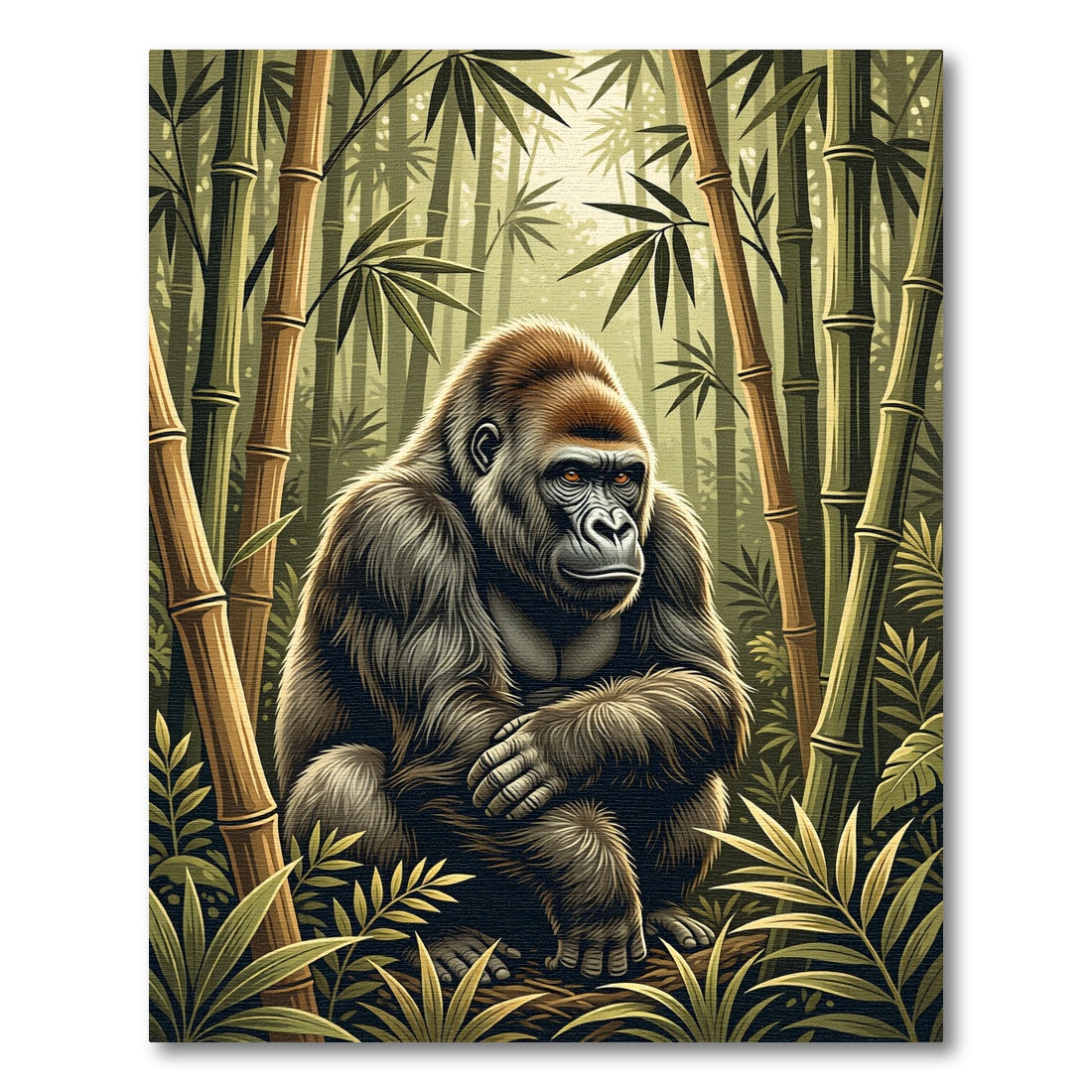 Majestic Silverback Gorilla Bamboo Forest Rug