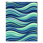 Modern Blue and Mint Wavy Ocean Rug