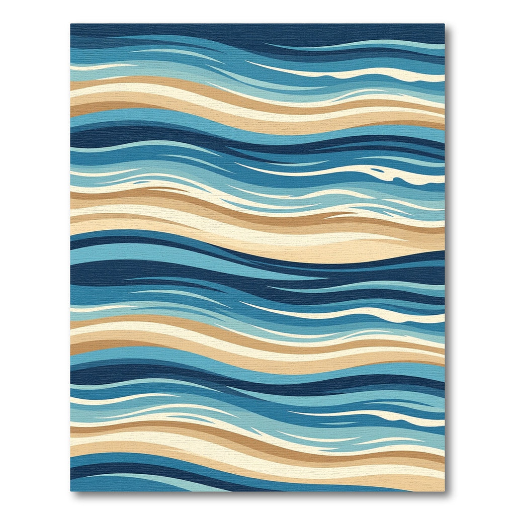 Earthy Blue Coastal Wavy Ripple Rug