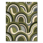 Retro Olive Green Layered Arch Rug