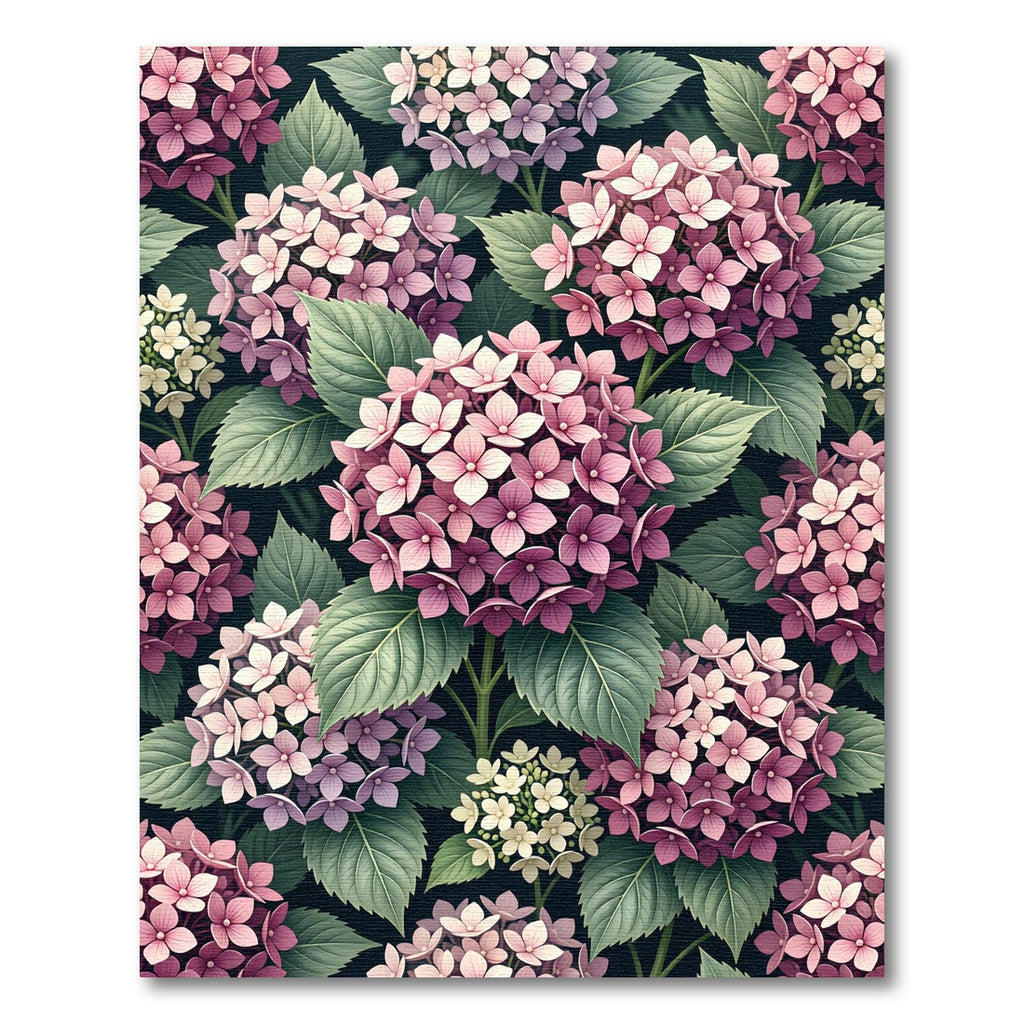 Lush Pink Hydrangea Botanical Floral Garden Rug