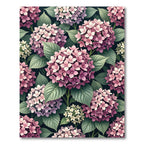 Lush Pink Hydrangea Botanical Floral Garden Rug