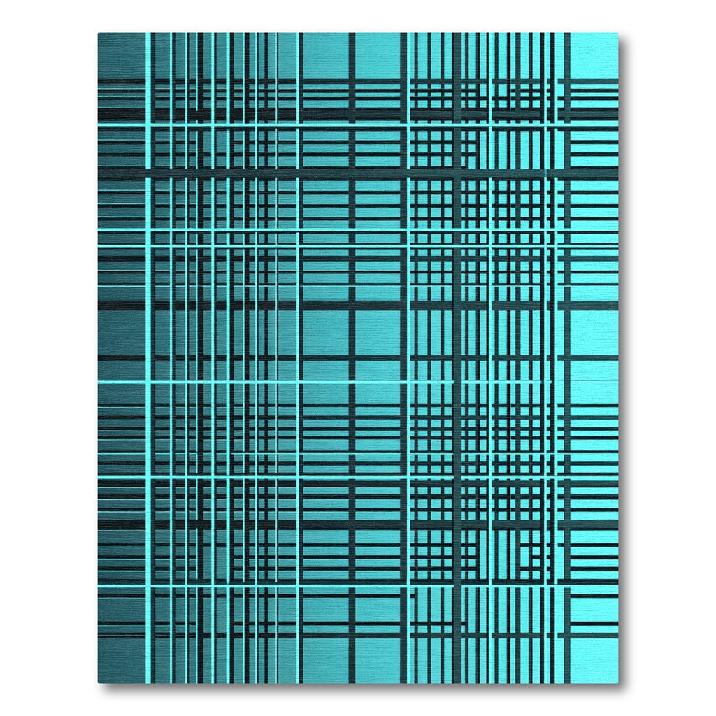 Modern Teal Grid Intersecting Lines Rug