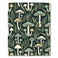 Whimsical Forest Mushroom and Wheat Botanical Rug