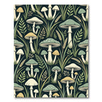 Whimsical Forest Mushroom and Wheat Botanical Rug