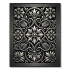 Elegant Silver Greyscale Neoclassical Acanthus Rug