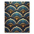 Art Deco Blue Gold Fan Medallion Rug