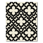 Classic Black and Cream Quatrefoil Grid Rug