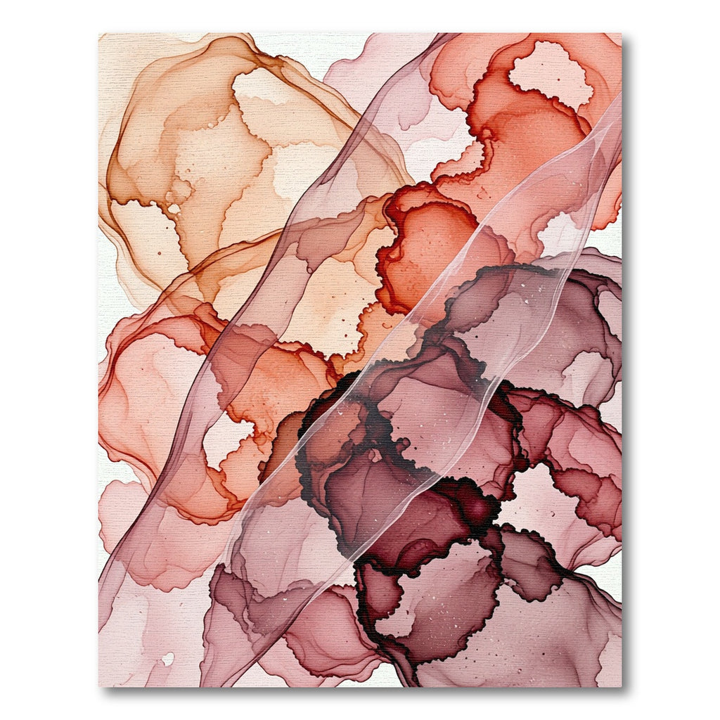 Abstract Crimson and Sienna Alcohol Ink Rug