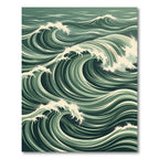 Ethereal Green Ocean Wave Swirls Rug