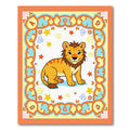Orange Bordered Lion Cub Playful Stars Rug