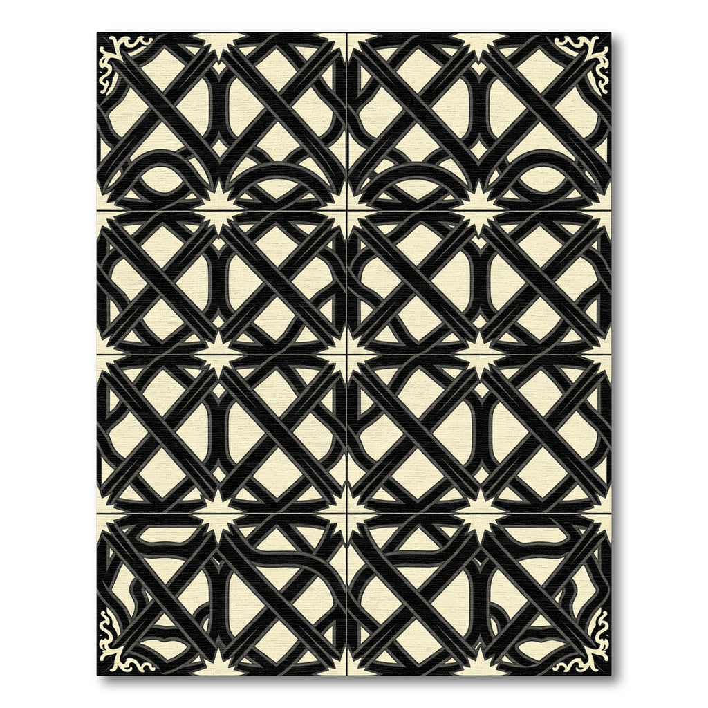 Elegant Black and Cream Intersecting Grid Rug