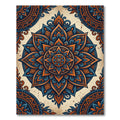 Ornate Indigo and Burnt Orange Mandala Rug