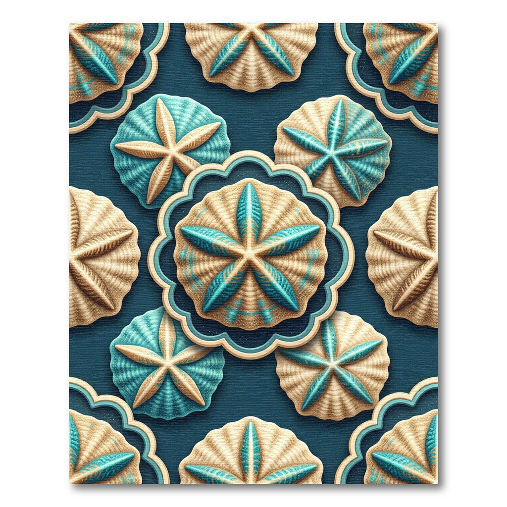 Coastal Teal Sand Dollar Medallion Rug