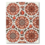 Terracotta Floral Pomegranate Botanical Illustration Rug