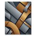 Modern Gold and Slate Geometric Abstract Rug