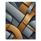 Modern Gold and Slate Geometric Abstract Rug