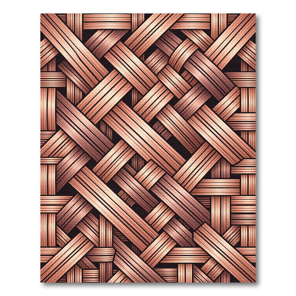 Interlocking Rustic Wood Weave Rug