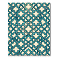 Teal Lattice Quatrefoil Geometric Rug