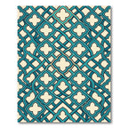 Teal Lattice Quatrefoil Geometric Rug