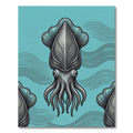 Art Deco Gray Squid Ocean Waves Rug