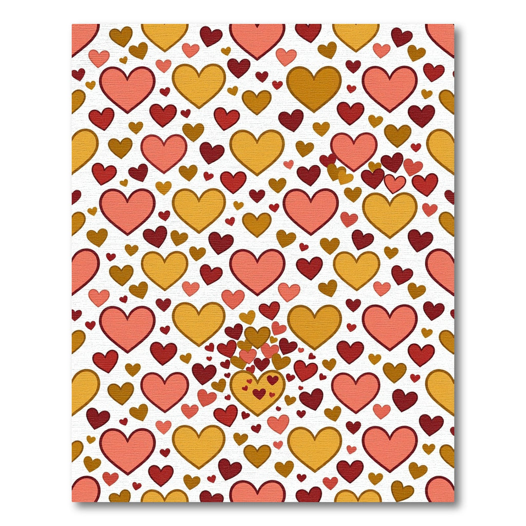 Warm Pink Golden Heart Cluster Rug