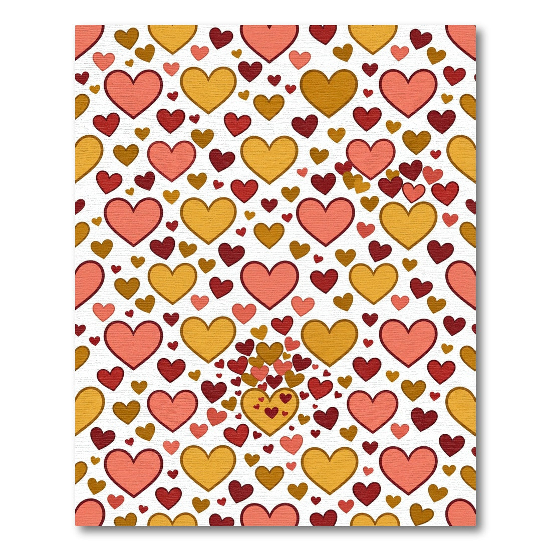 Warm Pink Golden Heart Cluster Rug